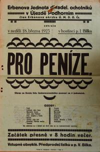 Podhorní Újezd, Erbenova jednota, Pro peníze - plakát, 1923