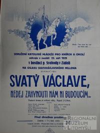 Knířov, Katolická mládež, Svatý Václave, nedej zahynouti nám ni budoucím - plakát, 1929