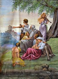 Příchovice, detail opony Slovanská lípa, Jan Amerling, 1925