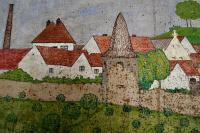 Řepice, Hospoda, opona Veduta obce, autor neznámý, s.a.