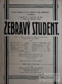 Litomyšl, Mladá generace, Národní demokracie, Žebravý student - plakát, 1924