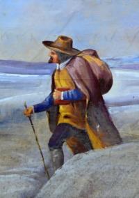 Machovská Lhota, detail opony Odchod J. A. Komenského z Čech, 192x