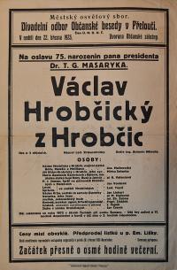 Přelouč, Občanská beseda, Václav Hrobčický z Hrobčic - plakát, 1925