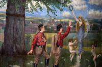 Český Brod, Sokol, detail opony Vavřínový věnec sokolům, autor Rudolf Rott, 1911