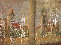 Chlum, prospekt Pražský hrad na rubu opony Oldřich a Božena, 3. detail před restaurováním, 2012