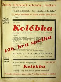 Pečky, Tyl, Kolébka - plakát, 1931