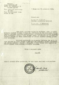 Pepa Máca, rozhodnutí o ustavení do vedení podniku, 1949