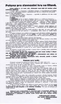 Sokol, VIII. slet, Slovanské bratrstvo, slavnostní hra na Vltavě, pokyny pro účinkující, 1926