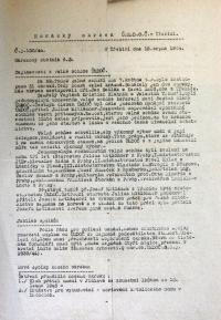 Jihlava, Klicpera, korespondence spolku, Horácký okrsek  ÚMDOČ Třebíč - zápis, 1944