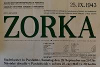 Pardubice, Divadelní ochotnické sdružení, Zorka - plakát, 1943
