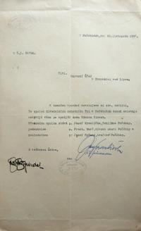 Počátky, Tyl, potvrzení o činnosti spolku, 1932