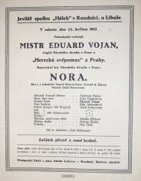 Roudnice nad Labem, Hálek, Nora - plakát,  1915