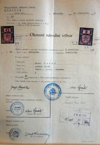 Třebíč, Okresní národní výbor, povolování představení, 1946