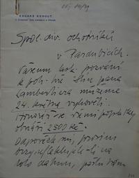 Pardubice, Spolek divadelních ochotníků, Korespondence, 1929