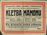 Morkovice, Sokol, Kletba mamonu - plakát, 1927