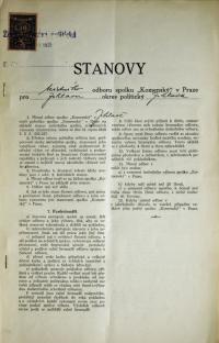 Jihlava, Komenský, spolkové stanovy, 1921