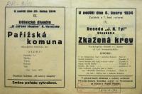 Praha-Vysočany, El Car, Pařížská komuna - Praha-Hloubětín, Tyl, Zkažená krev - plakát, 1934