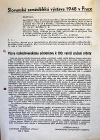 Praha, Slovanská zemědělská výstava, celostátní ochotnická soutěž, 1948, výzva k účasti