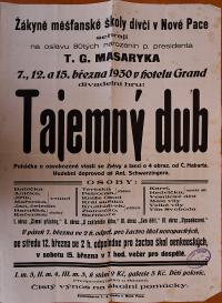 Nová Paka, Měšťanská škola dívčí, Tajemný dub - plakát, 1930