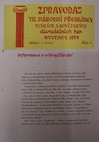 Hradec Králové, Krajské kulturní středisko, Impuls, Svitavy, Národní přehlídka ruských a sovětských divadelních her, 1979