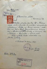 Březina, Tyl, žádost o povolení hry, 1942