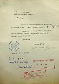 Jihlava, Okresní úřad Jihlava, Okresní národní výbor Třešť, žádost o povolení divadelního představení, 1956