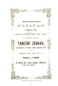 Týn nad Vltavou, Vltavan,  plakát na taneční zábavu, 1874