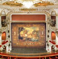 Liberec, Divadlo F. X. Šaldy (Stadttheater), Matsch a Klimtové, opona Triumf lásky s portálem, 1883,  stav 2013