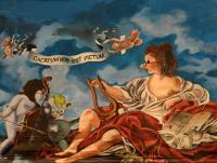 Praha, Divadlo Spejbla a Hurvínka, detail opony Spejblovo hudební zmatiné, 2010