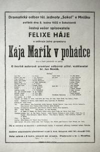 Mníšek pod Brdy, Sokol, Kája Mařík v pohádce - plakát, 1932