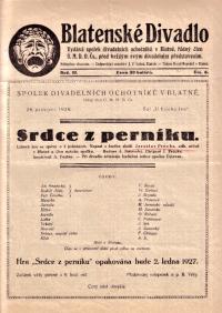 Blatná, Spolek divadelních ochotníků, Srdce z perníku, 1926