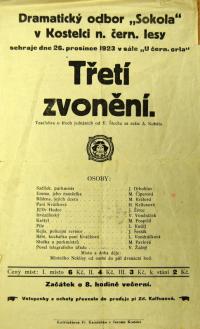 Kostelec nad Černými Lesy, Sokol, Třetí zvonění - plakát, 1923