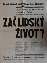 Šárovcova Lhota, SDO, Zač lidský život? - plakát, 1937