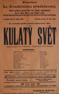 Dobřichovice, hostinský František Šebesta, Kulatý svět - plakát, 1906