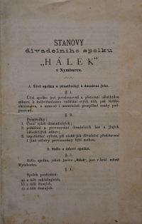 Nymburk, Hálek, Stanovy spolku, 1876