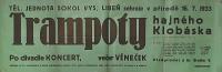 Vysoká Libeň, Sokol, Trampoty hajného Klobáska - plakát, 1933