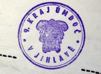 Jihlava, 9. kraj ÚMDOČ, otisk razítka, 1949