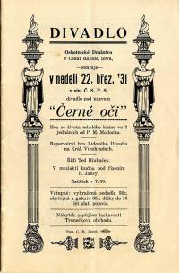 Cedar Rapids, Ochotnické družstvo, Černé oči - program, 1931