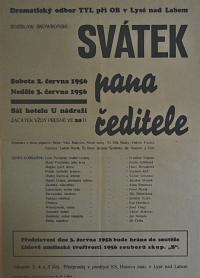 Lysá nad Labem, výstava DIVADLO JE PODIVUHODNÁ VĚC...,Svátek pana ředitele, 1956, výstavní panel, 2018