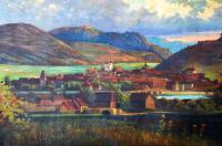 Beroun, veduta města, Hugo Ullik, detail opony, 1868