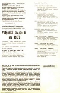 Volyně, Volyňské divadelní jaro, program, 1982