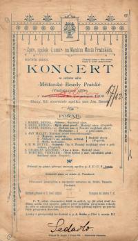 Praha-Nové Město, Měšťanská beseda, Koncert - plakát, 1899