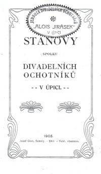 Úpice, SDO, stanovy, 1905 tit str.j