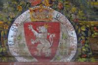 Vlčkov, panorama Hradčan, detail opony Františka Váchy, s.a.