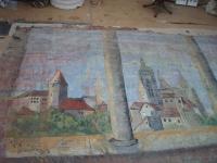 Chlum, prospekt Pražský hrad na rubu opony Oldřich a Božena, 7a. detail před restaurováním, 2012