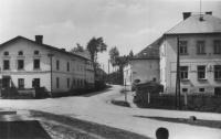 Bernartice nad Odrou, křižovatka pod kostelem kolem roku 1920