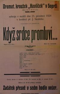 Sopřeč, Havlíček, Když srdce promluví - plakát, 1924