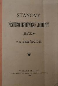 Smiřice, Pěvecko-ochotnická jednota Hanka, Spolkové stanovy, 1889
