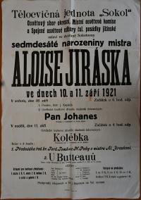 Jičín, Studenti železničtí, Pan Johanes - Kolébka - U Butteauů - plakát, 1921