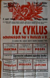 Hořice, IV. Cyklus ochotnických her - plakát, 1946